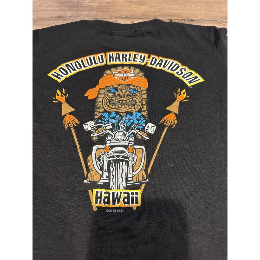 Harley Davidson Shirt Youth XS 5/6 Black Hawaii Honolulu 2014 - Picture 4 of 10